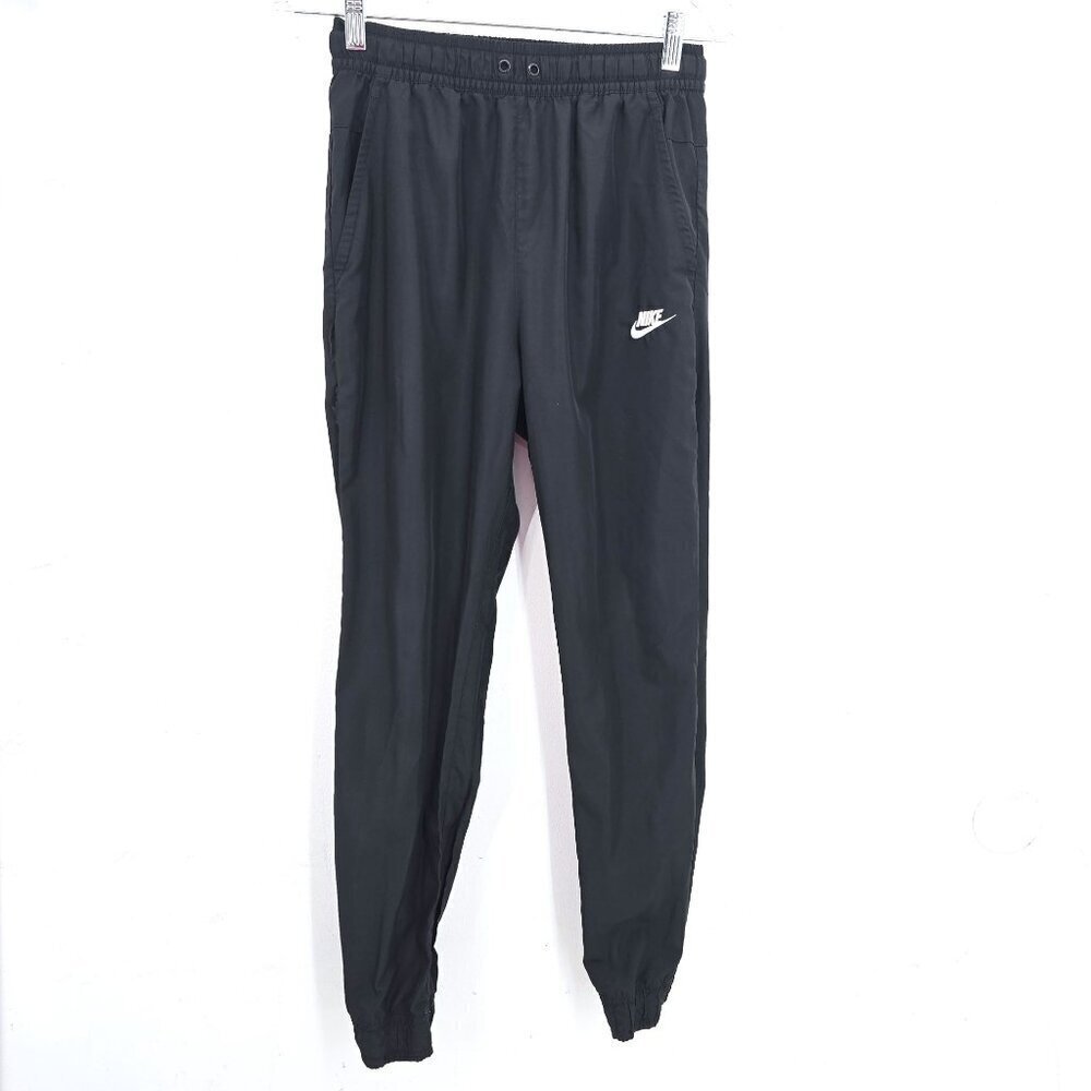 Nike Black Swoosh Jogging Pants Kids XL Women's Small Nylon